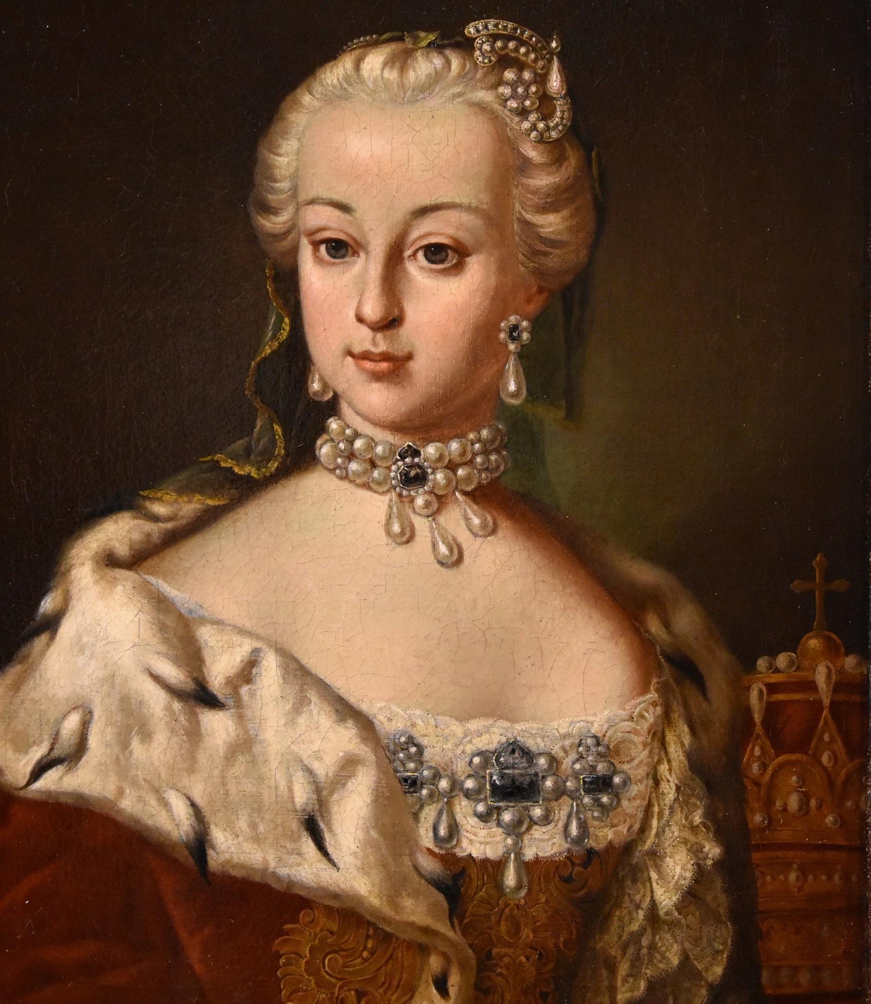 Atelier de Martin van Meytens (Stockholm 1695 - Vienne 1770)

Portrait de l'impératrice Marie-Thérèse de Habsbourg (Vienne 1717 - Vienne 1780)

Archiduchesse régnante d'Autriche, reine apostolique de Hongrie, reine régnante de Bohemia et de Croatie