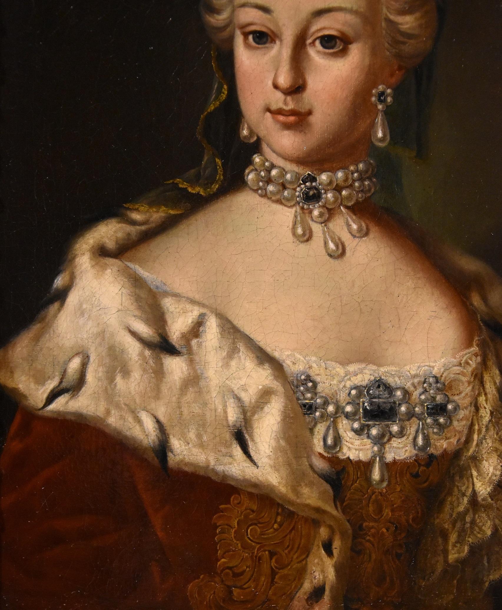 Martin van Meytens (Stockholm 1695 - Vienna 1770) workshop

Portrait of Empress Maria Theresa of Habsburg (Vienna 1717 - Vienna 1780)

Reigning archduchess of Austria, apostolic queen of Hungary, reigning queen of Bohemia and Croatia and Slavonia,
