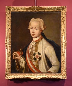 Antique Portrait Emperor Peter Van Meytens Paint Oil on canvas 18th Century Flemish Art