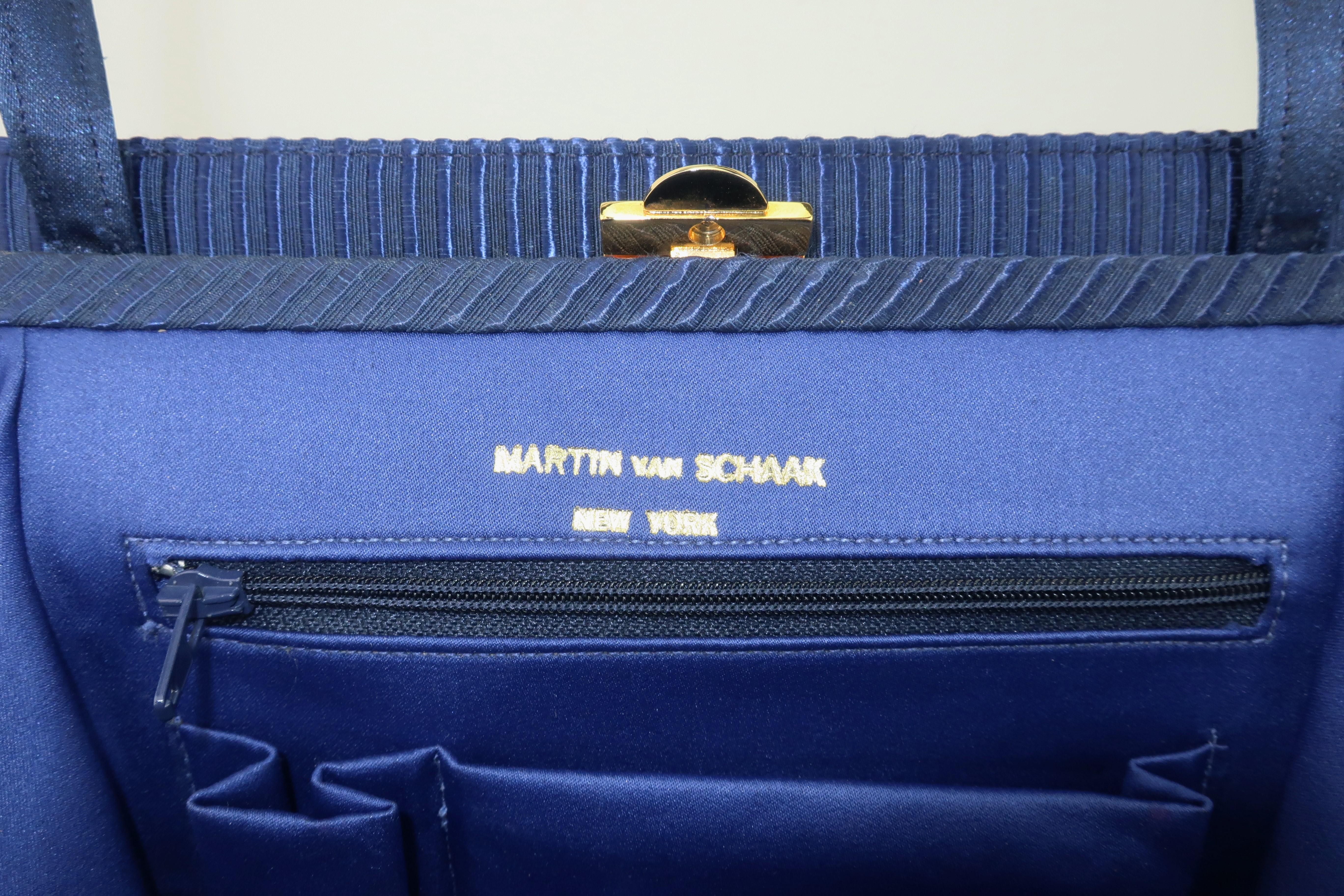 Martin Van Schaak Royal Blue Fabric Handbag, 1960's 4