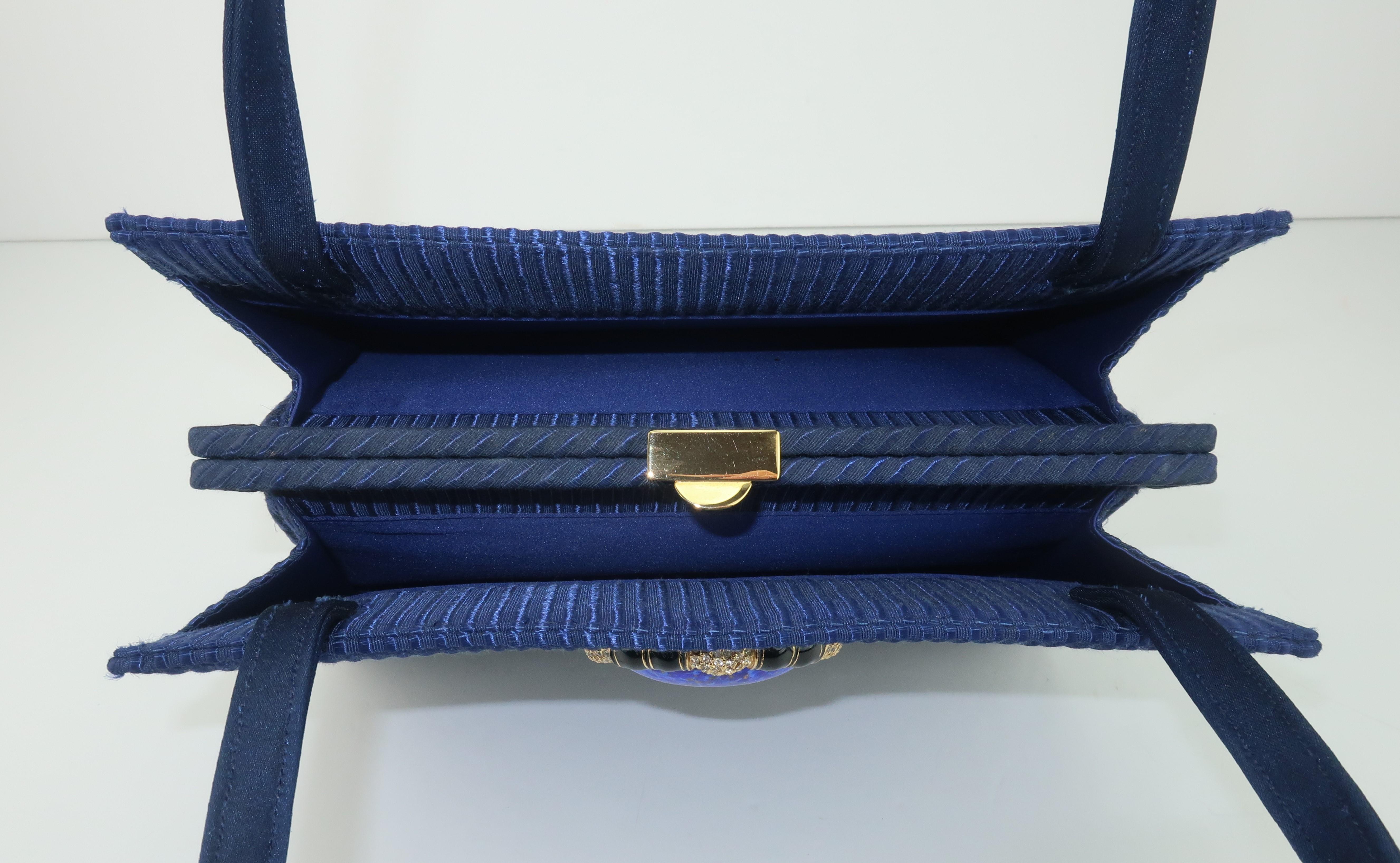 Martin Van Schaak Royal Blue Fabric Handbag, 1960's 2