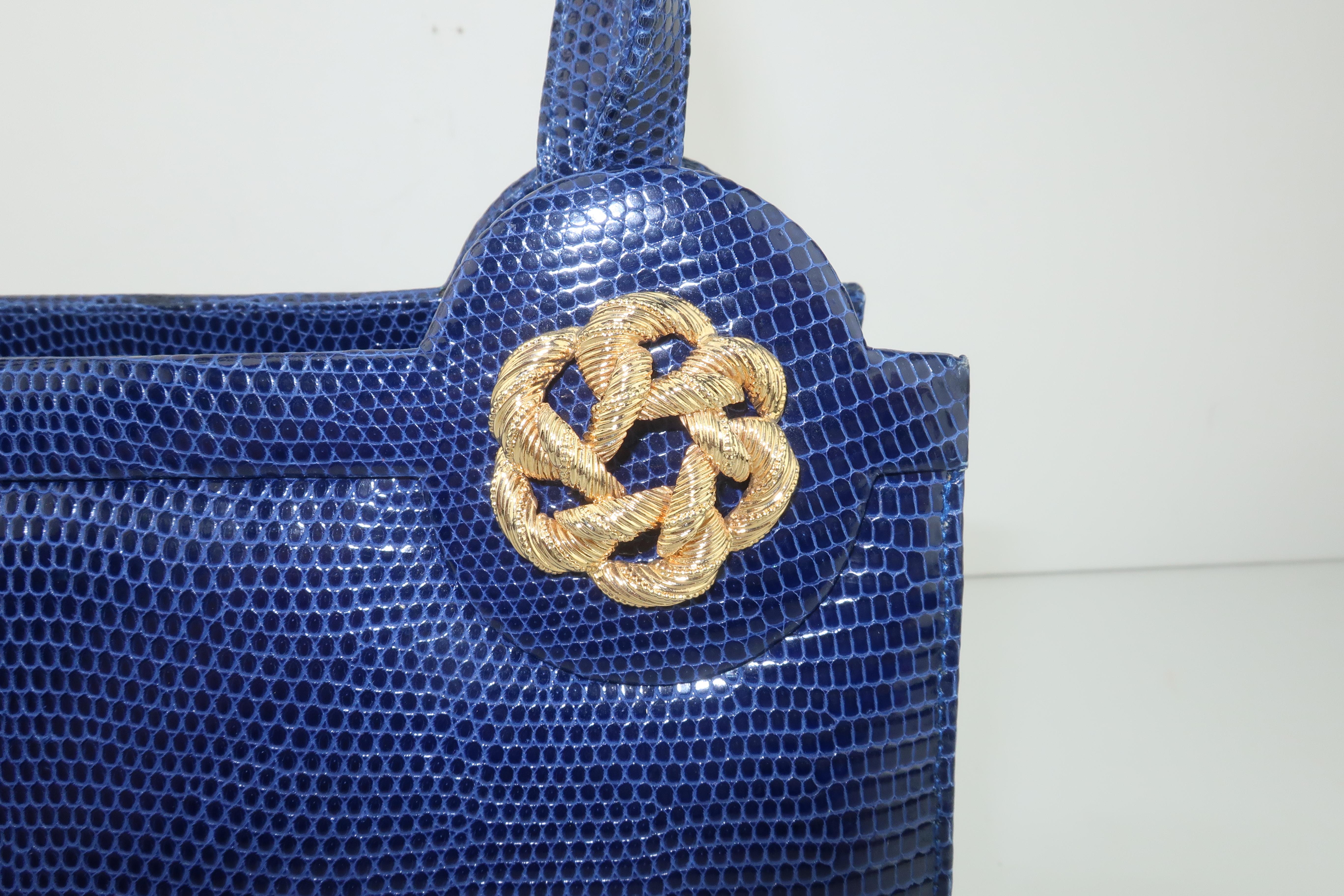 Martin Van Schaak Königsblaue Handtasche aus Eidechsenhaut, 1960er Jahre Damen