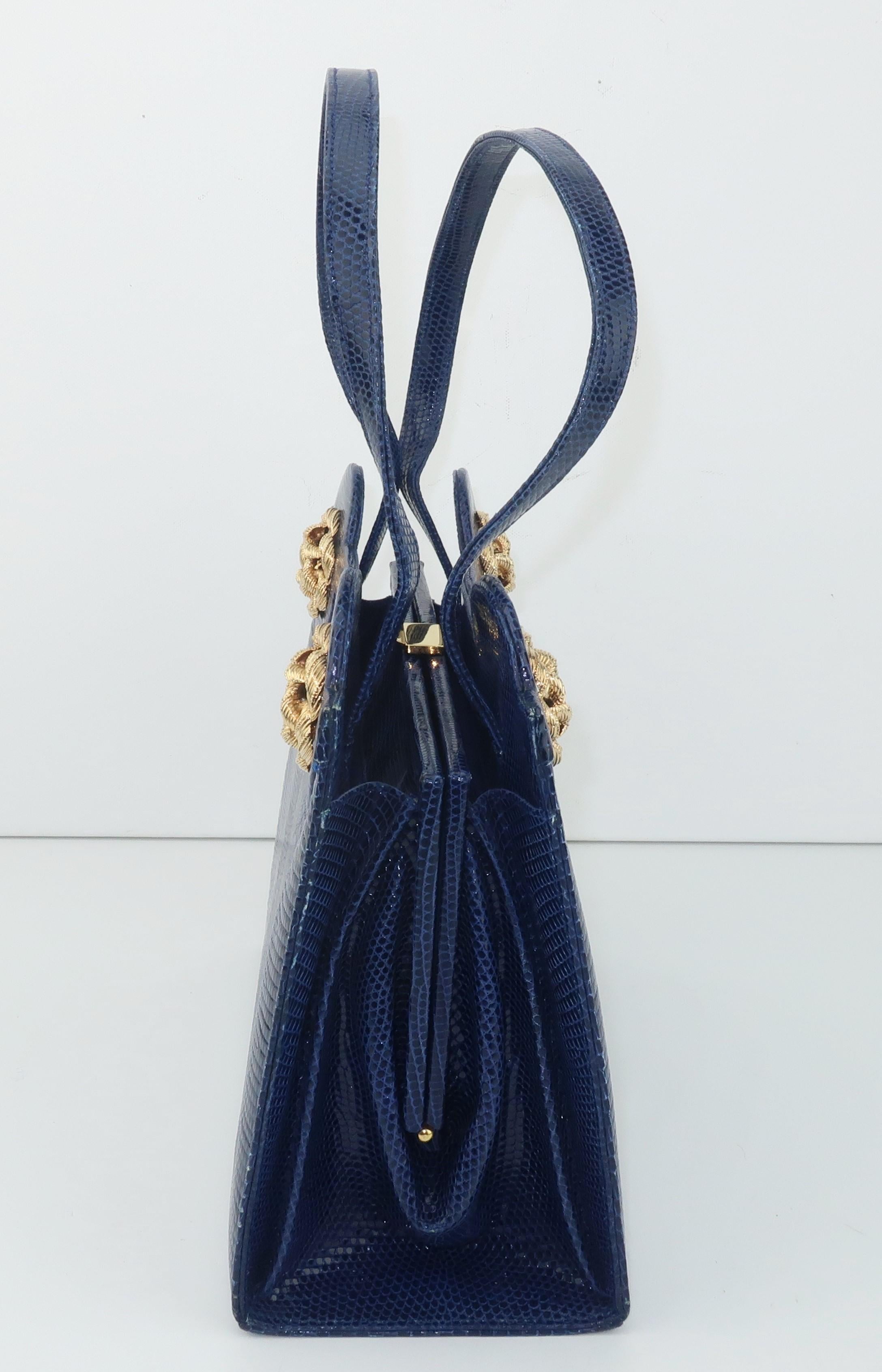 Martin Van Schaak Königsblaue Handtasche aus Eidechsenhaut, 1960er Jahre 2