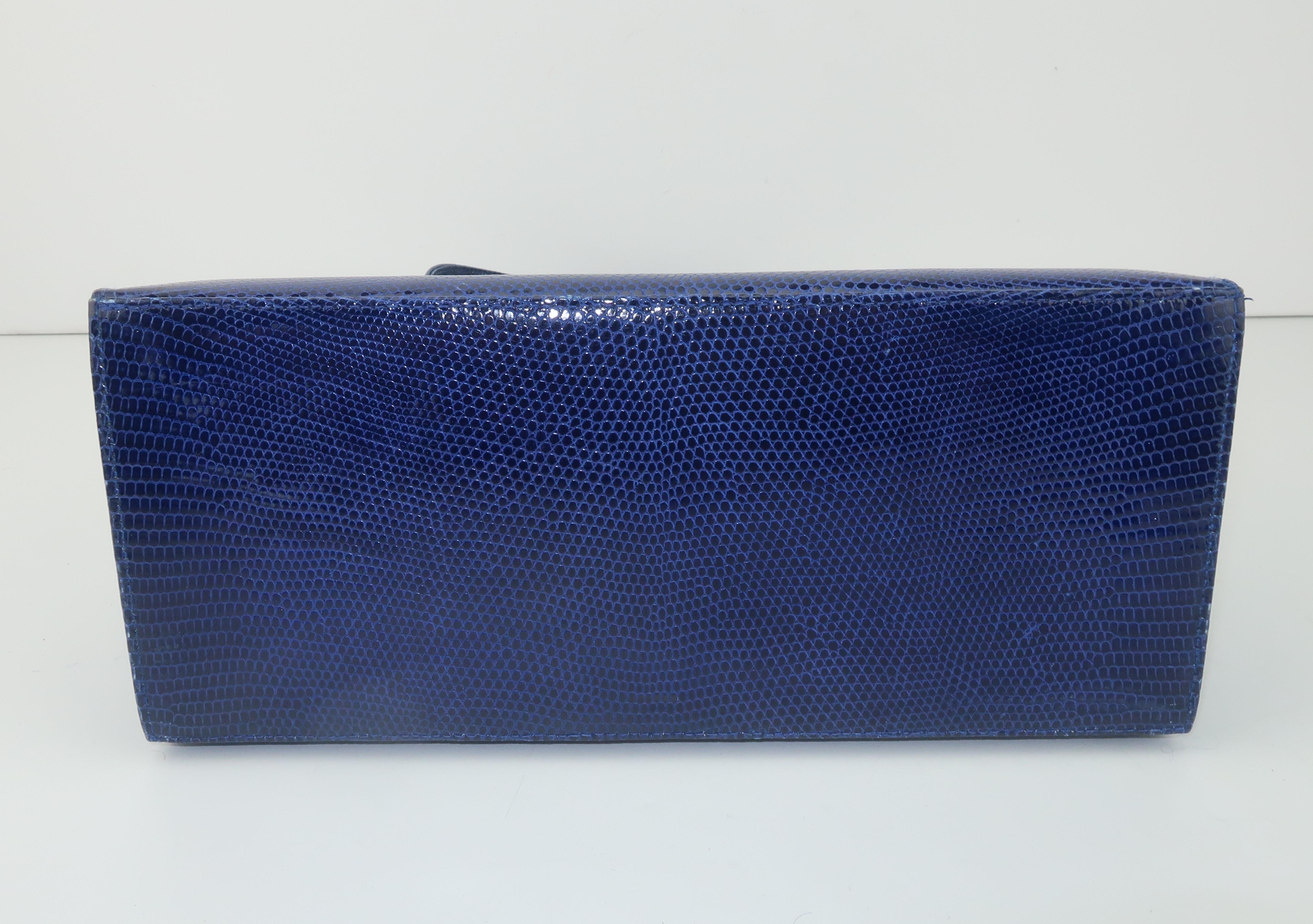 Martin Van Schaak Königsblaue Handtasche aus Eidechsenhaut, 1960er Jahre 3