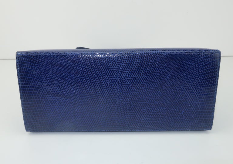 Martin Van Schaak Royal Blue Lizard Skin Handbag, 1960's For Sale at ...