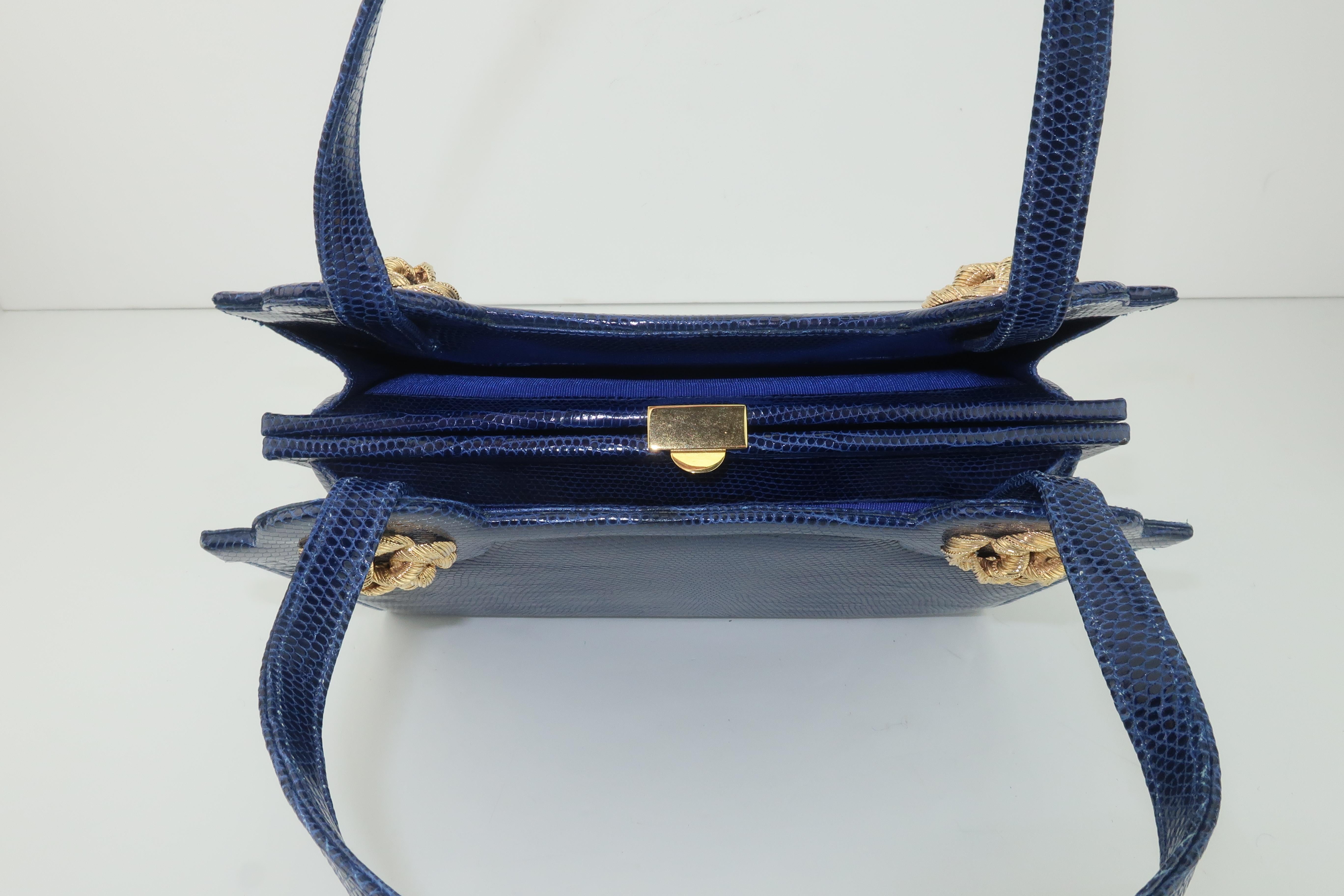 Martin Van Schaak Königsblaue Handtasche aus Eidechsenhaut, 1960er Jahre 4