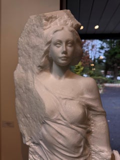 Emerging Figure I: Hand carved Carrara Marble Sculpture, Post-Modern
