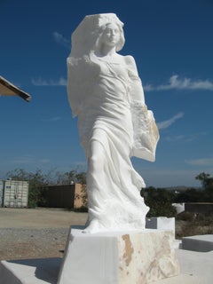 Emerging Figure I: Hand carved Carrara Marble Sculpture, Post-Modern