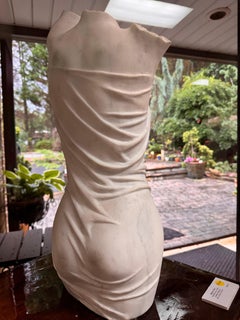 Reaching Up Torso: Hand Carved Carrara Marble Sculpture, Post-Modern