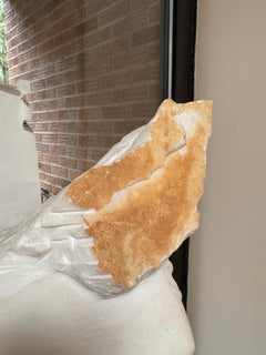 Rusted Wing: Hand carved Carrara Marble Sculpture, Post-Modern