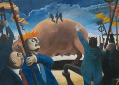 Martin Vernon (b.1966) - 1992 Oil, Riding The Economic Pig