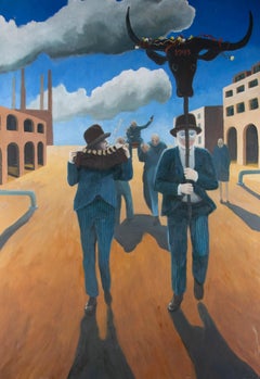 Martin Vernon - Signed 1993 Oil, The Looming Procession