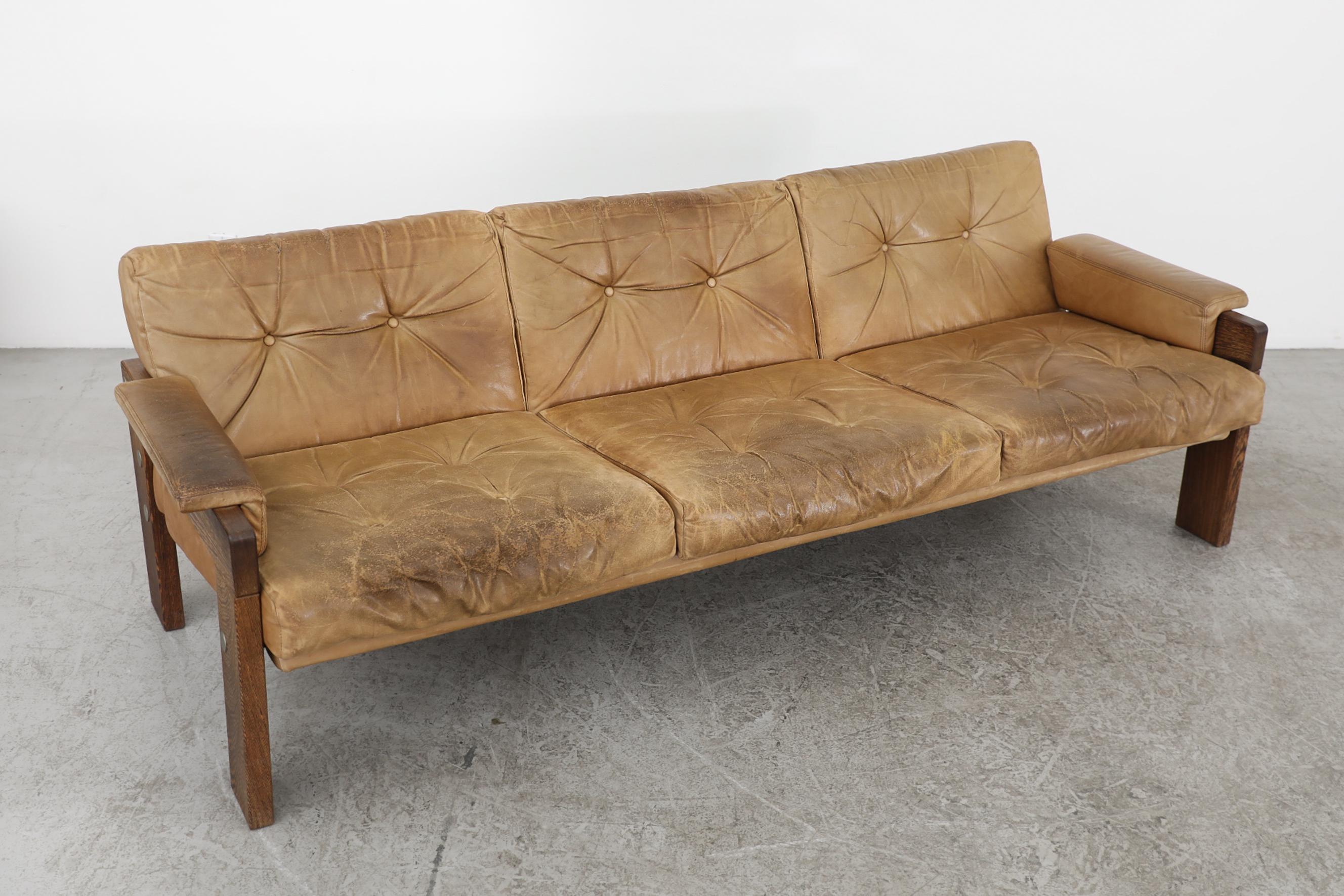 Martin Visser 1970's Wenge and Leather Sofa for 't Spectrum 13