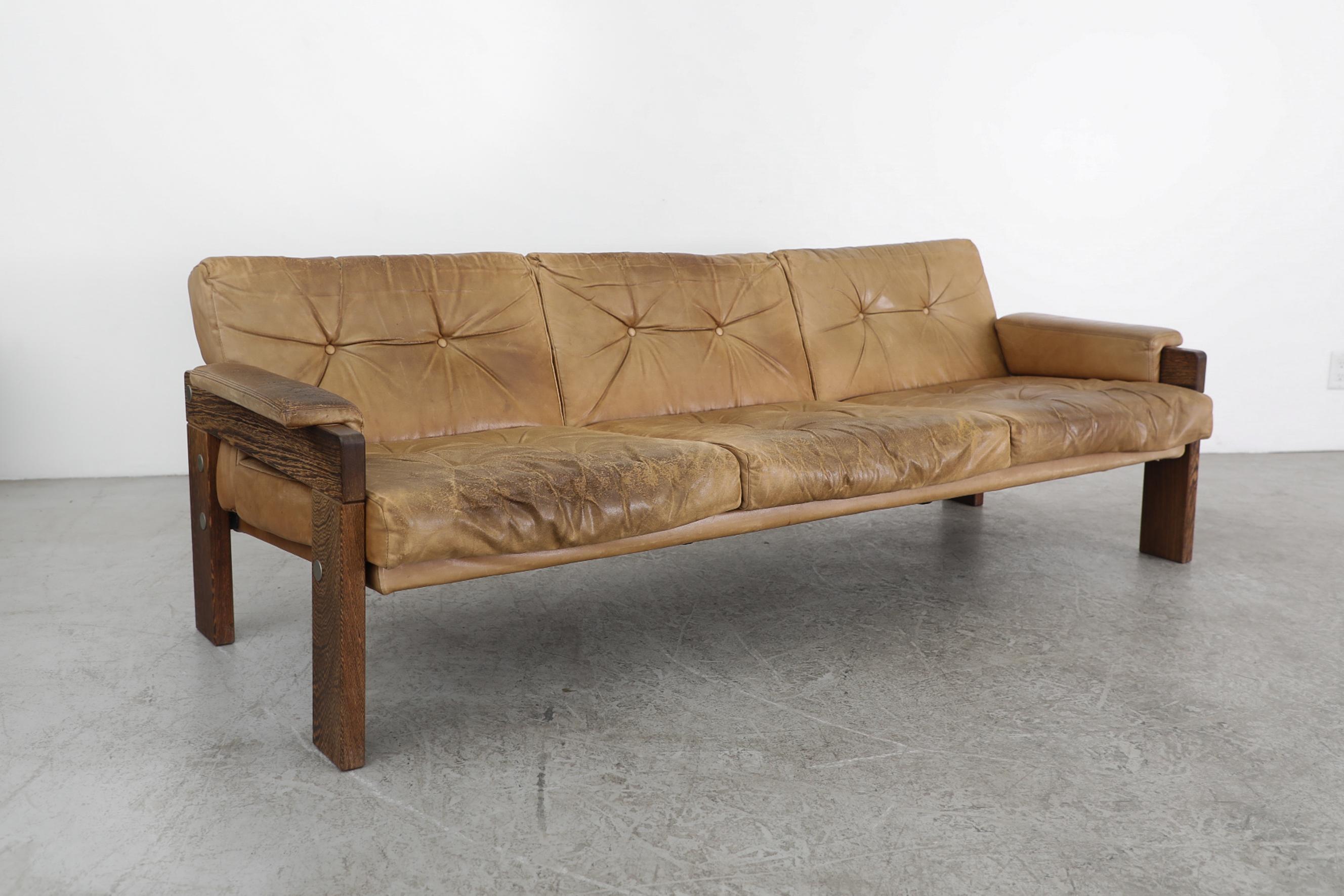 Martin Visser 1970's Wenge and Leather Sofa for 't Spectrum 14
