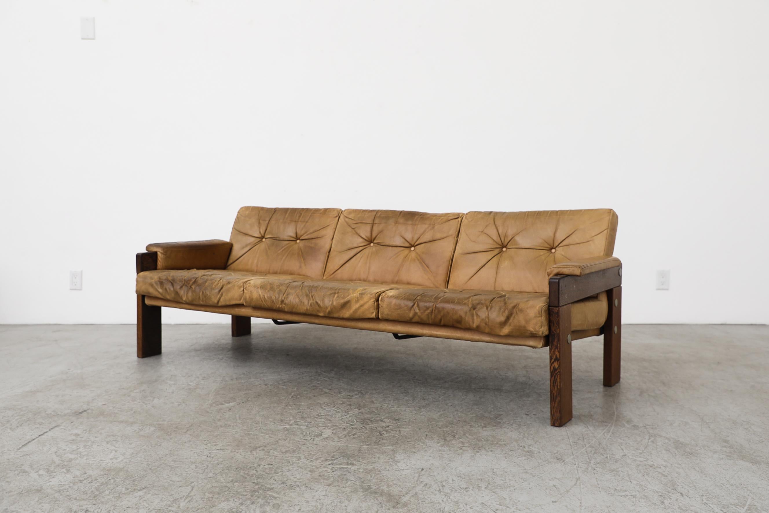 Mid-Century Modern Martin Visser 1970's Wenge and Leather Sofa for 't Spectrum