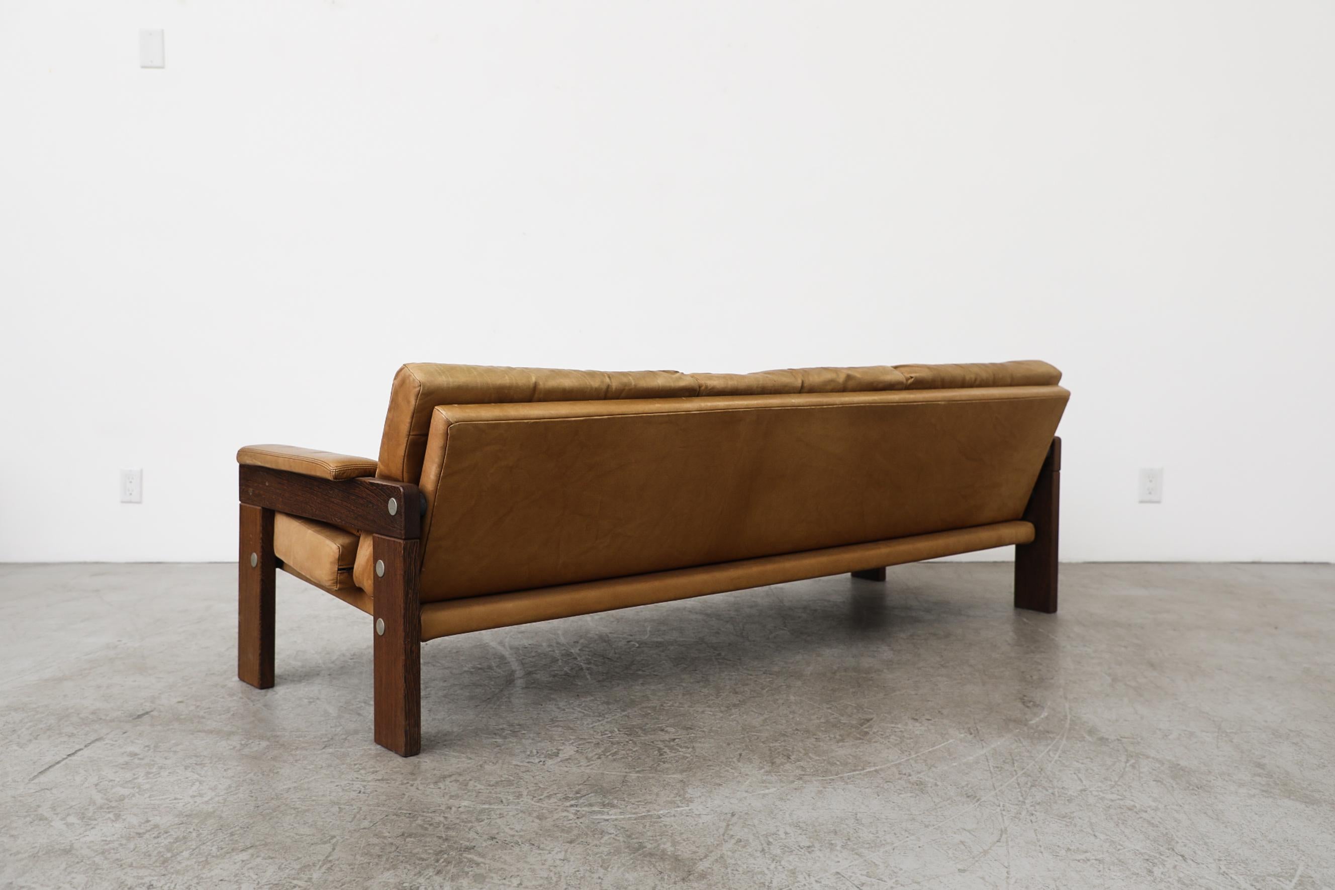 Martin Visser 1970's Wenge and Leather Sofa for 't Spectrum In Good Condition In Los Angeles, CA