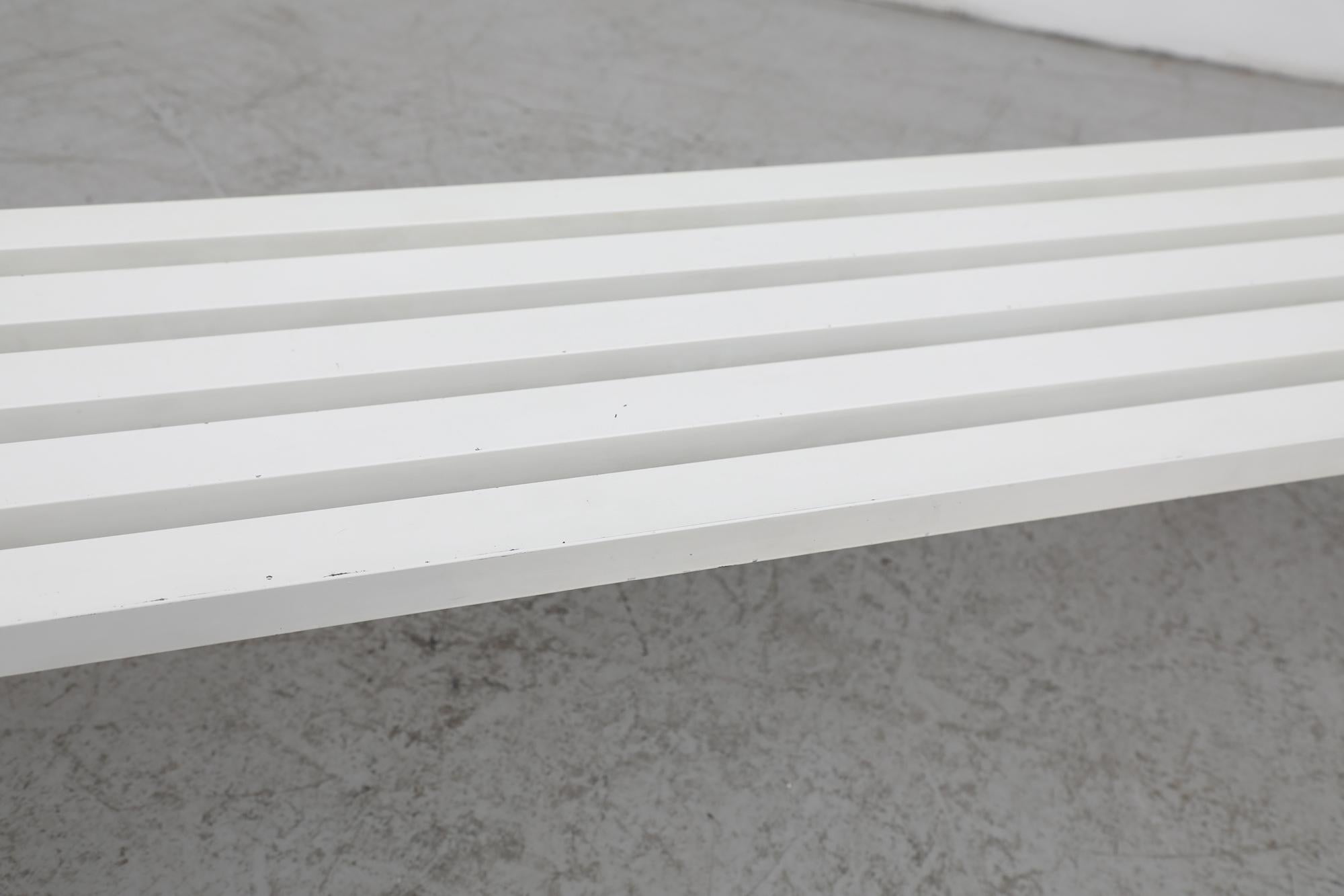 Martin Visser (attr) Mid-Century White Metal Slatted Bench 4