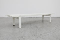 Martin Visser (attr) Mid-Century White Metal Slatted Bench