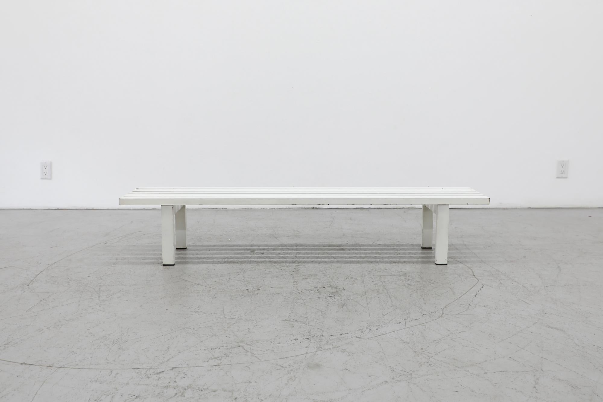 Mid-Century Modern Martin Visser (attr) Mid-Century White Metal Slatted Bench