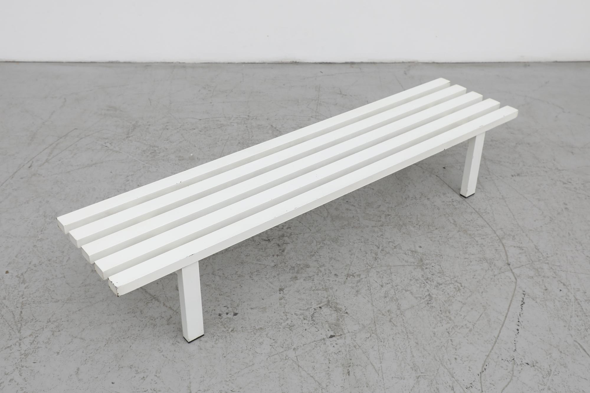 Mid-20th Century Martin Visser (attr) Mid-Century White Metal Slatted Bench