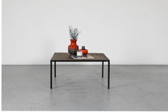 Martin Visser (attr) Square Stone Top Side or Coffee Table with Metal Frame