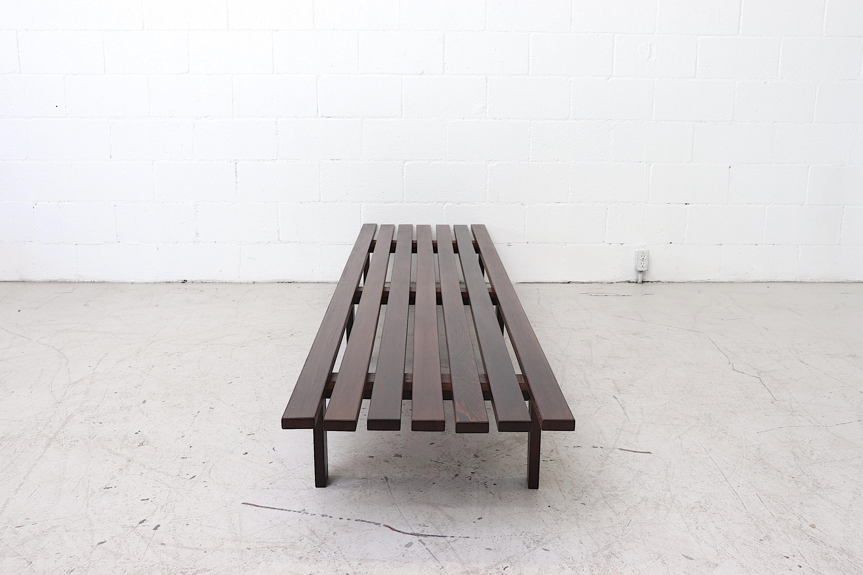 Mid-Century Modern Martin Visser Attributed Wenge Slat Bench