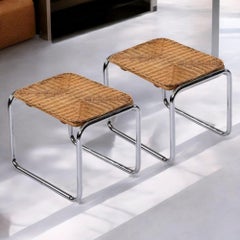 Martin Visser Chrome Wicker Modern End Tables