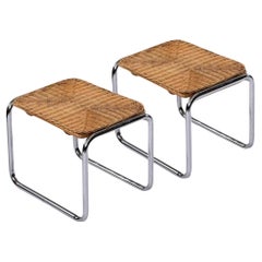 Martin Visser Chrome Wicker Modern End Tables