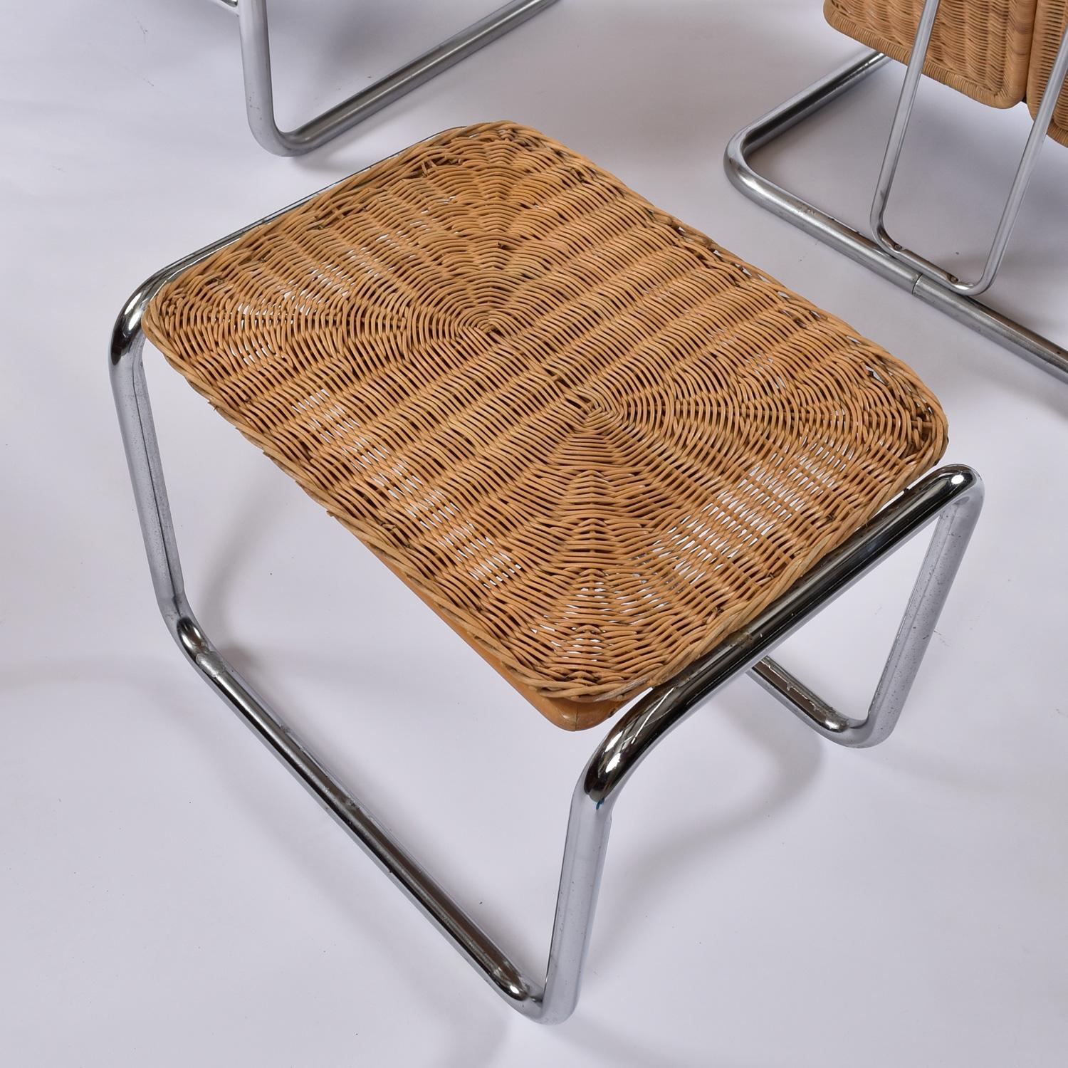 Martin Visser Cube Cantilever en osier chromé Chaises et tables de salon modernes en vente 5