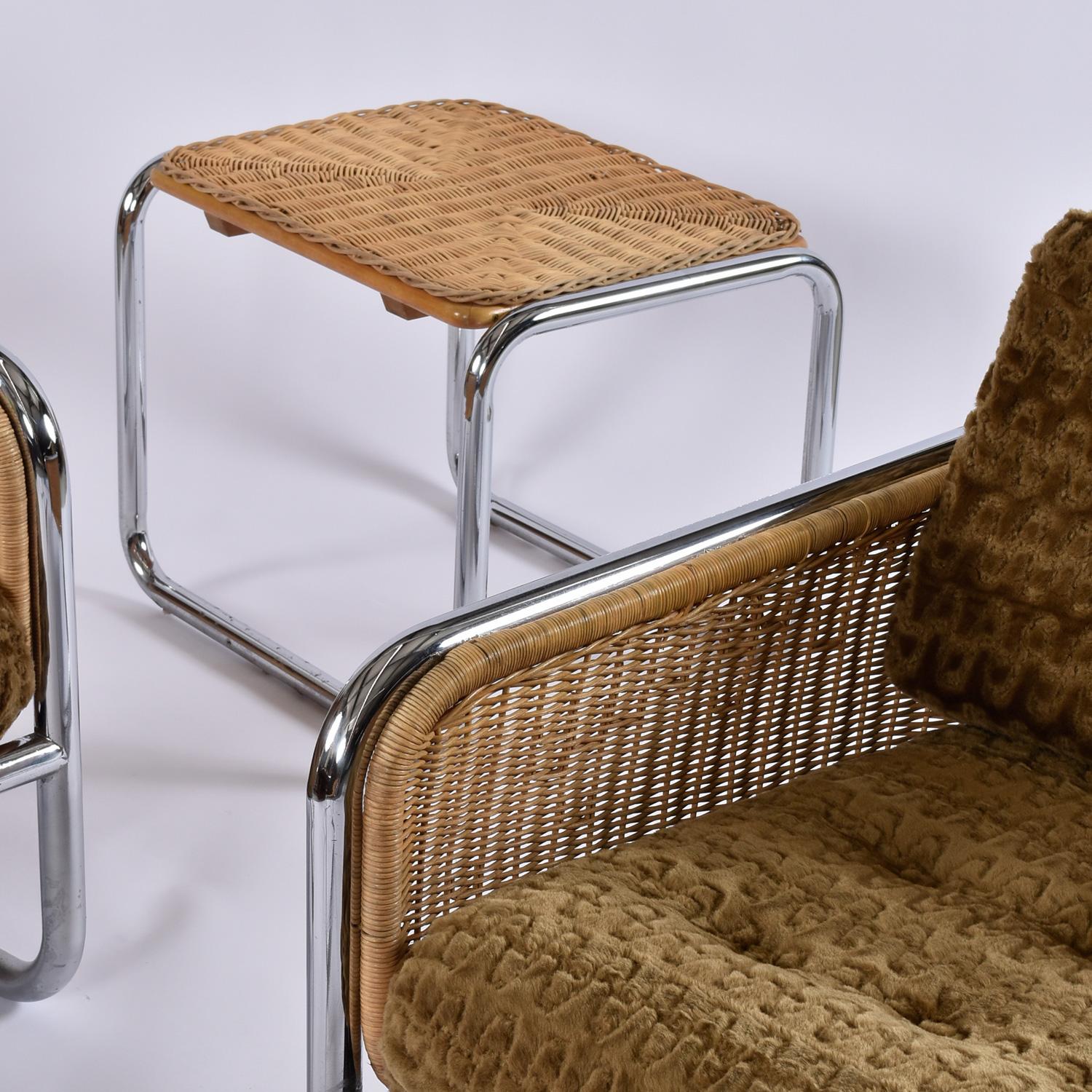 Martin Visser Cube Cantilever en osier chromé Chaises et tables de salon modernes Bon état - En vente à Chattanooga, TN