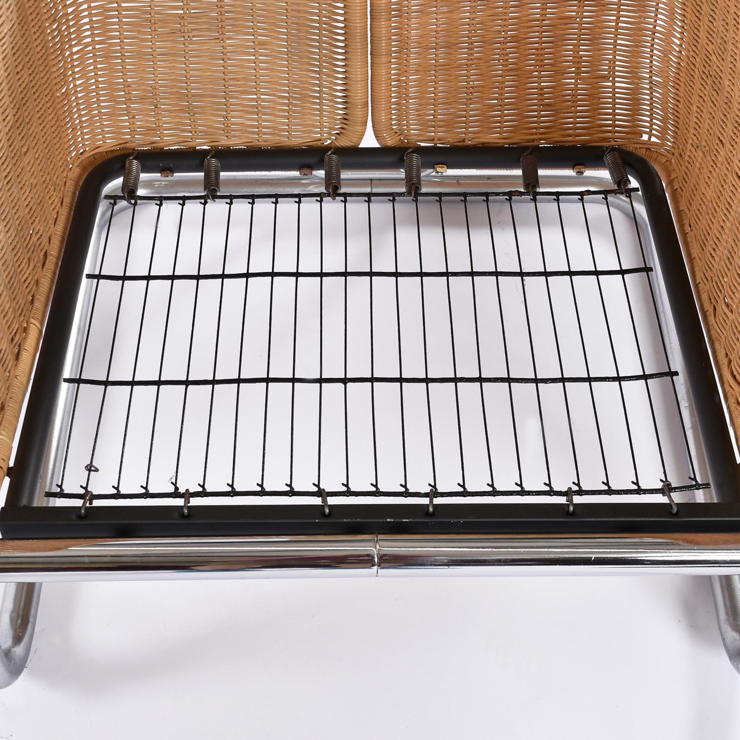 Martin Visser Cube Cantilever en osier chromé Chaises et tables de salon modernes en vente 2