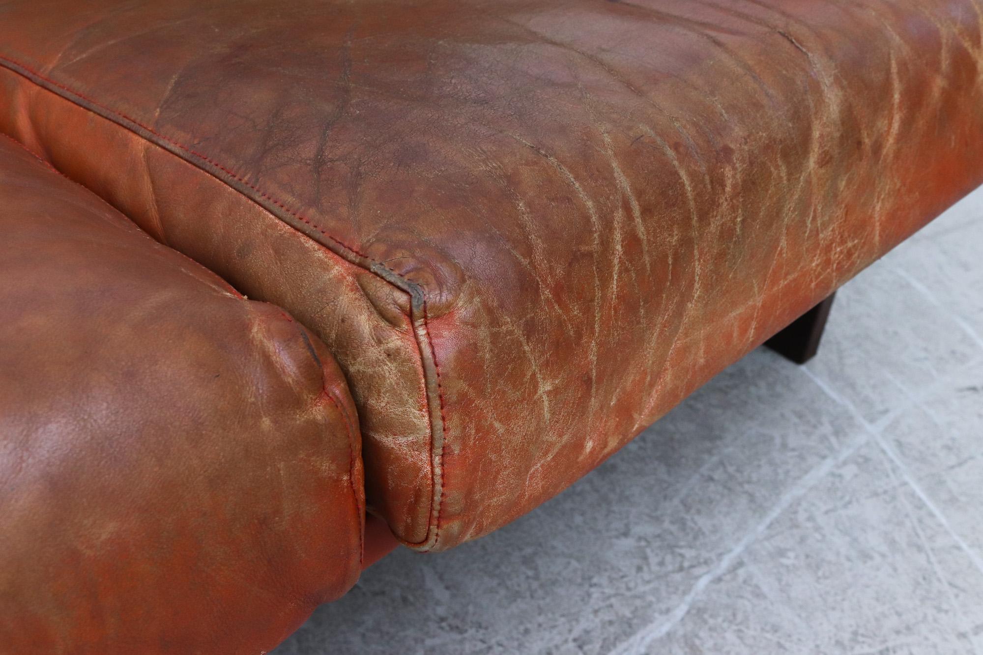 Martin Visser Coral Leather and Wenge 3 Seater Sofa at 1stDibs coral
