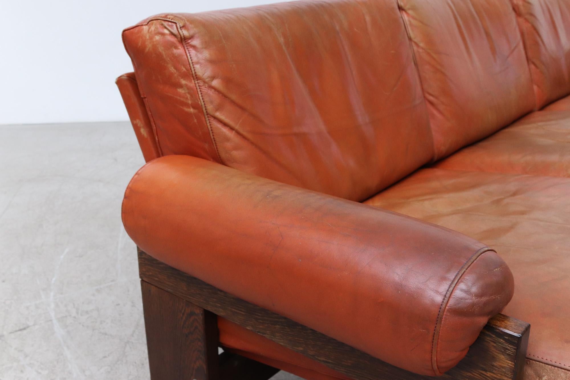 Martin Visser Coral Leather and Wenge 3 Seater Sofa at 1stDibs coral