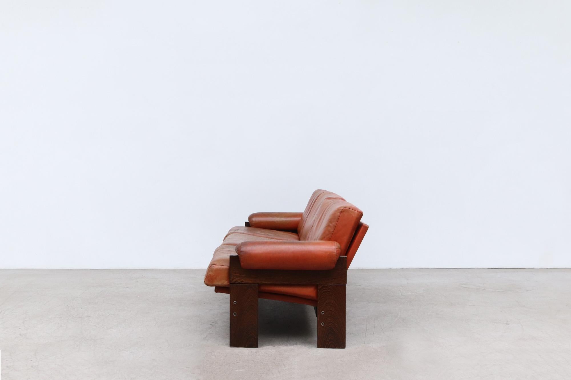 Martin Visser Coral Leather and Wenge 3 Seater Sofa at 1stDibs coral