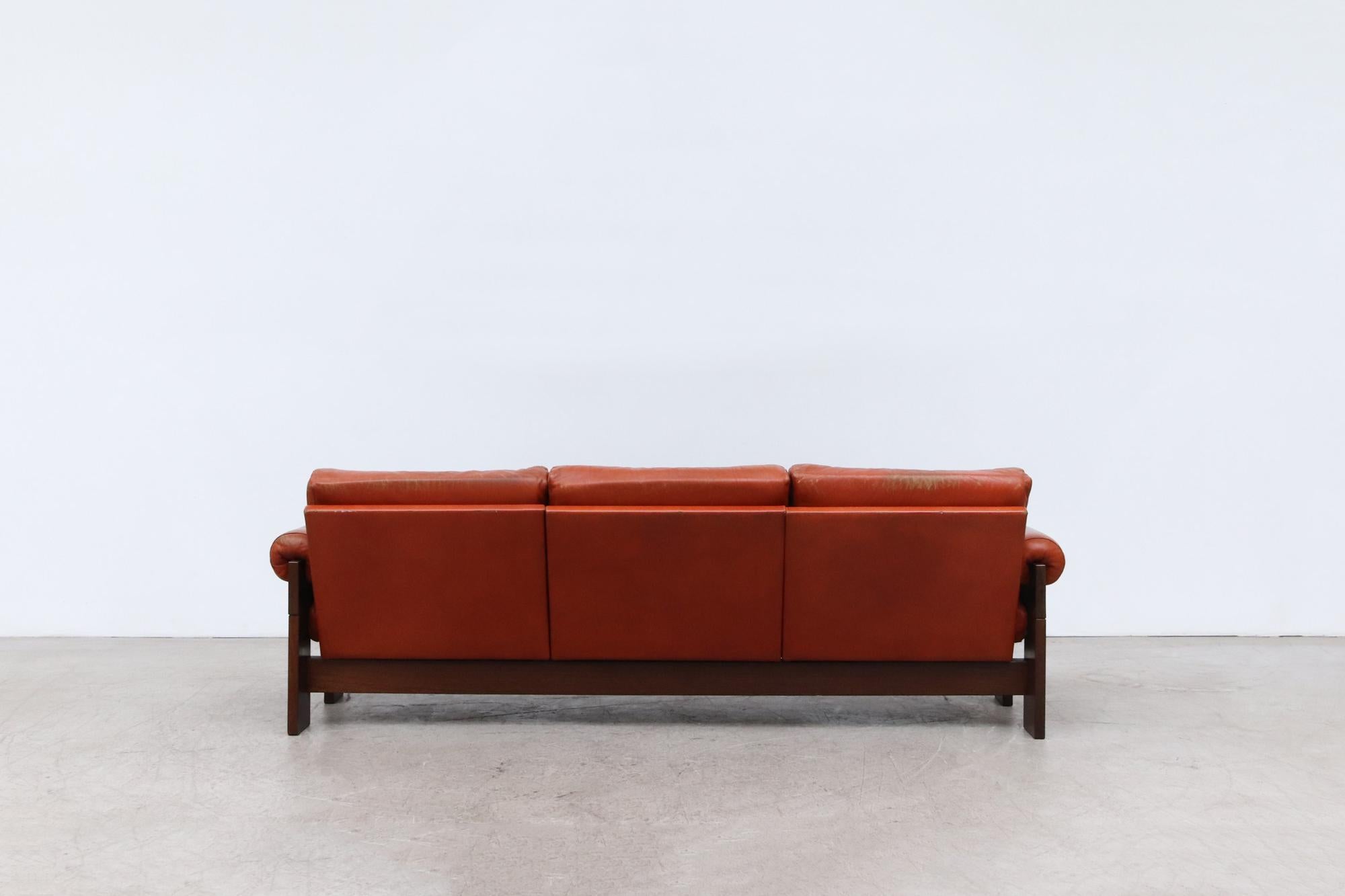 Martin Visser Coral Leather and Wenge 3 Seater Sofa at 1stDibs coral