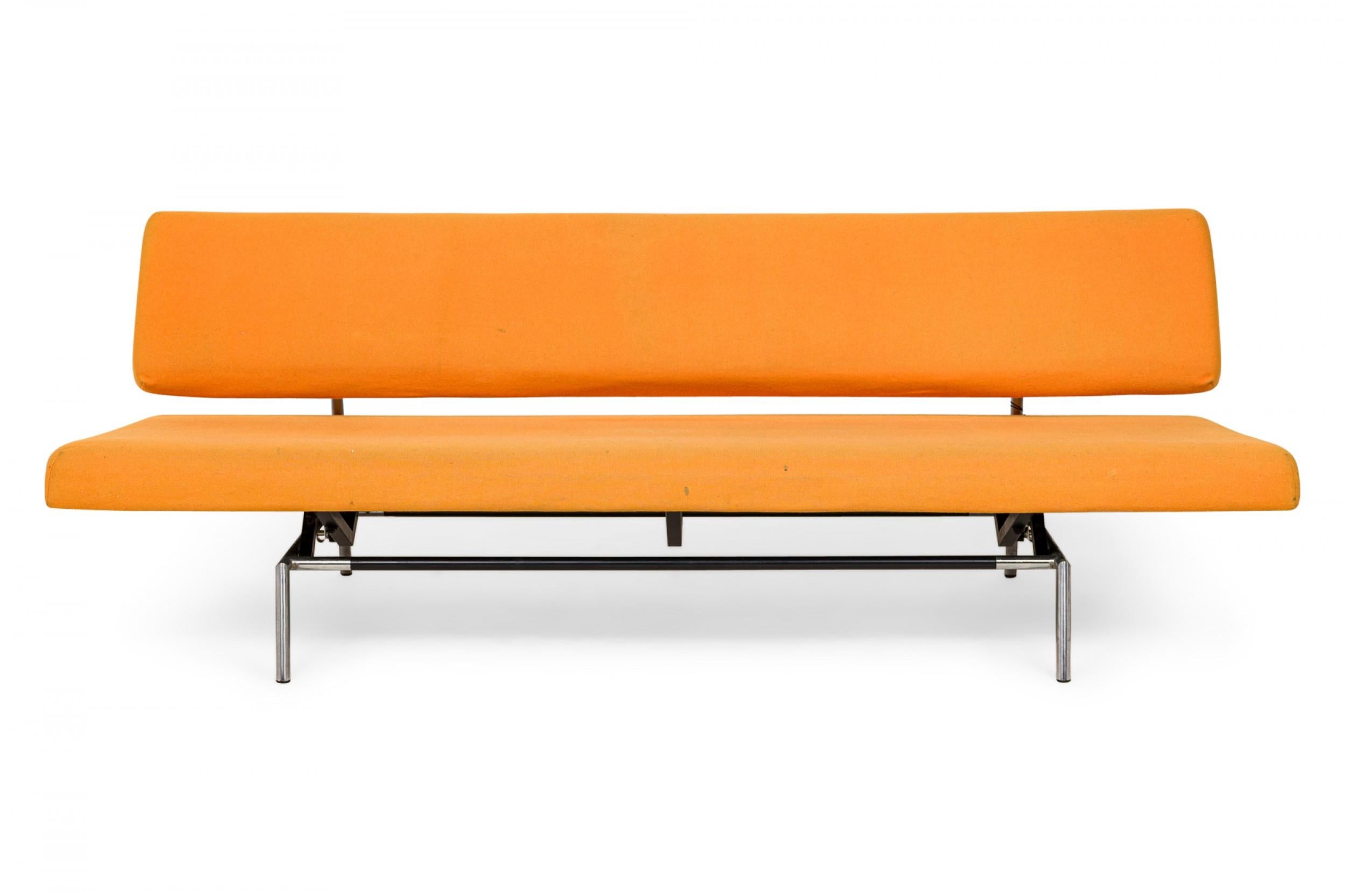 20th Century Martin Visser for Spectrum Orange Felt Convertible Sleeper Sofa (model BR02) For Sale