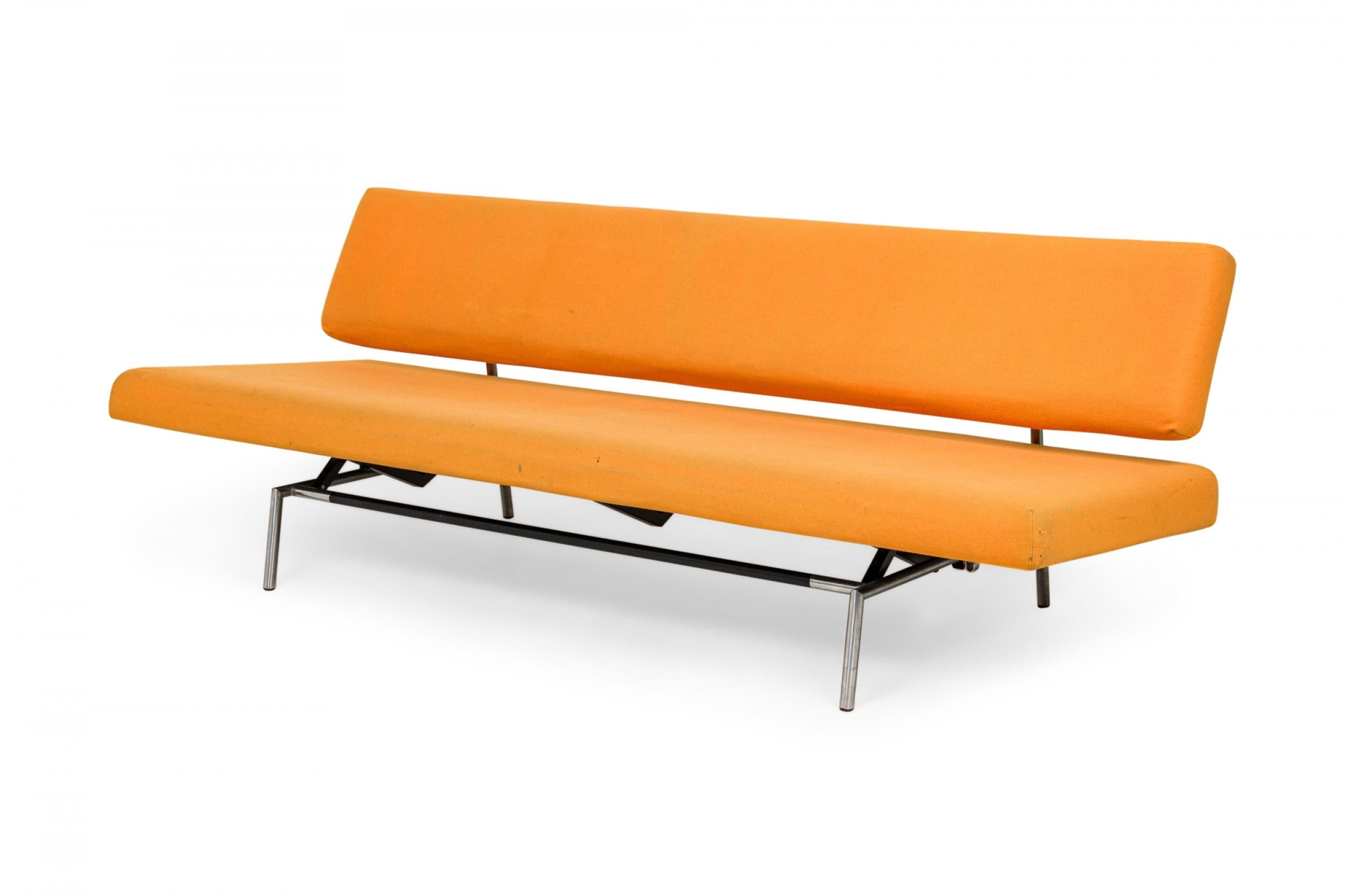 Metal Martin Visser for Spectrum Orange Felt Convertible Sleeper Sofa (model BR02) For Sale