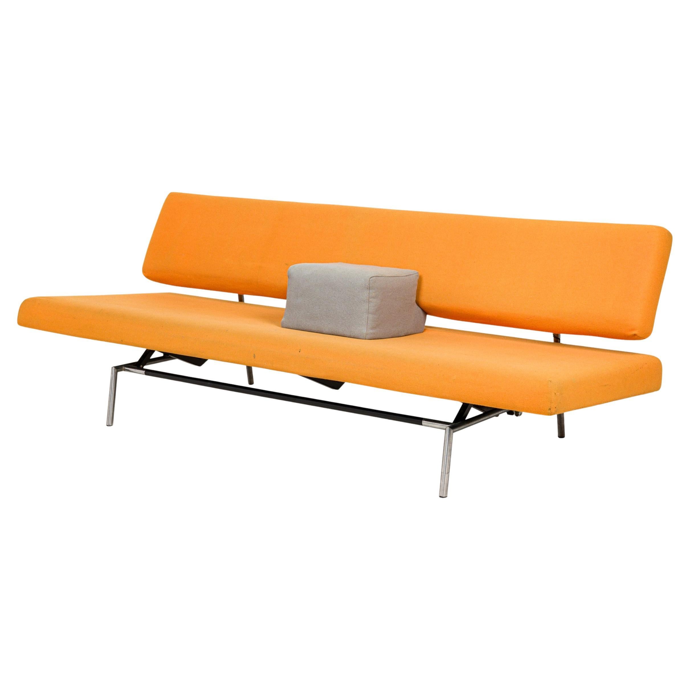Martin Visser for Spectrum Orange Felt Convertible Sleeper Sofa (model BR02)