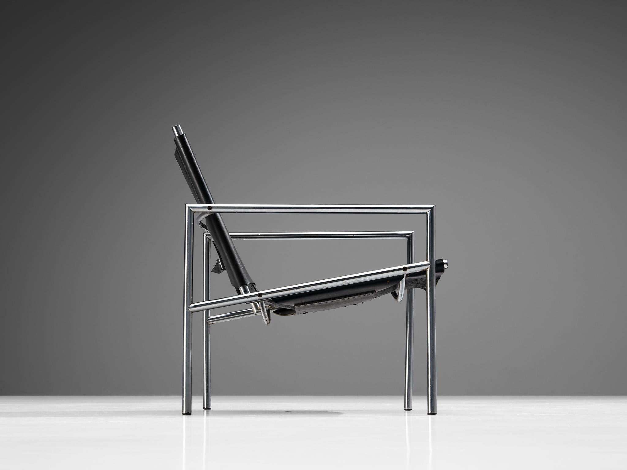 Mid-20th Century Martin Visser for 'T Spectrum Armchair in Black Leather  For Sale