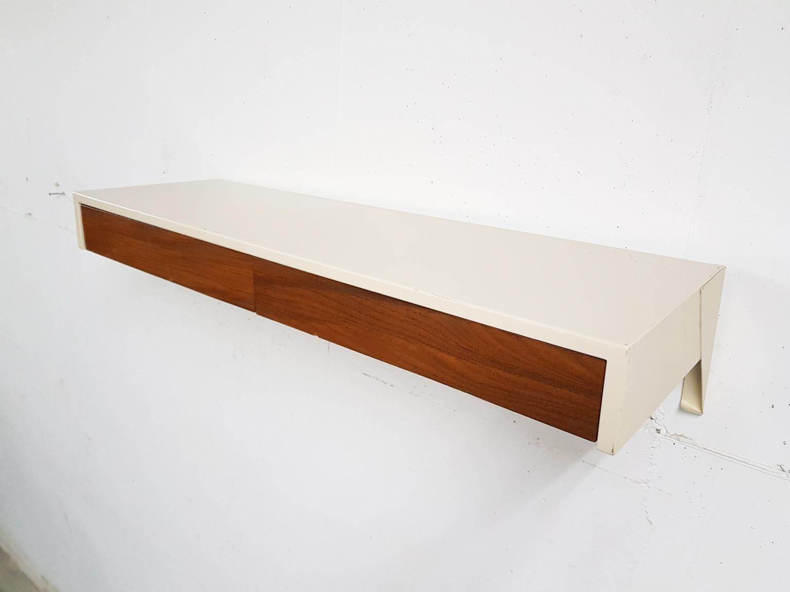 Wall shelve with drawers which can be uses as a small desk or vanity table. This model DD02 or 