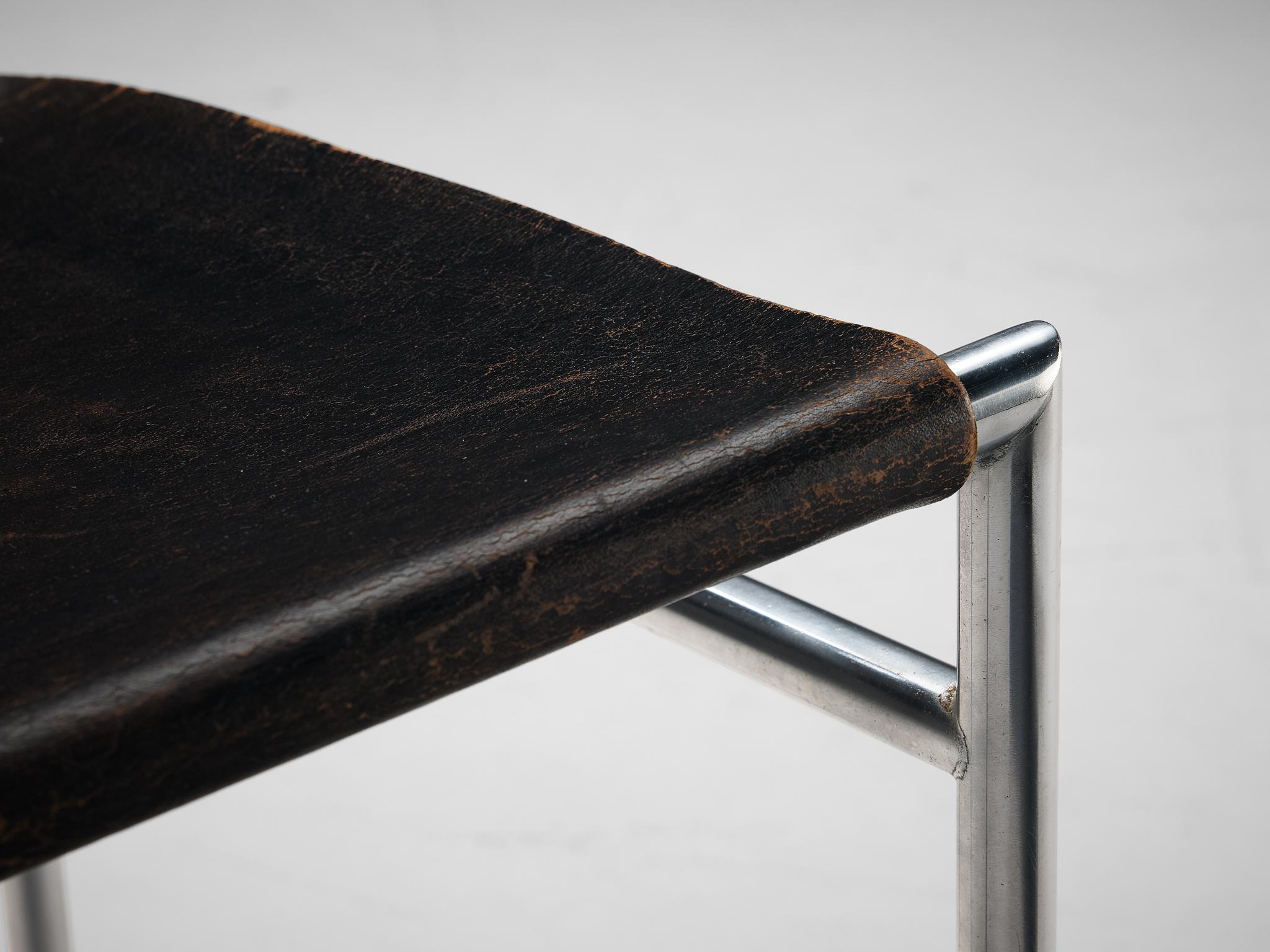 Steel Martin Visser for 'T Spectrum Dining Chair in Black Leather  For Sale