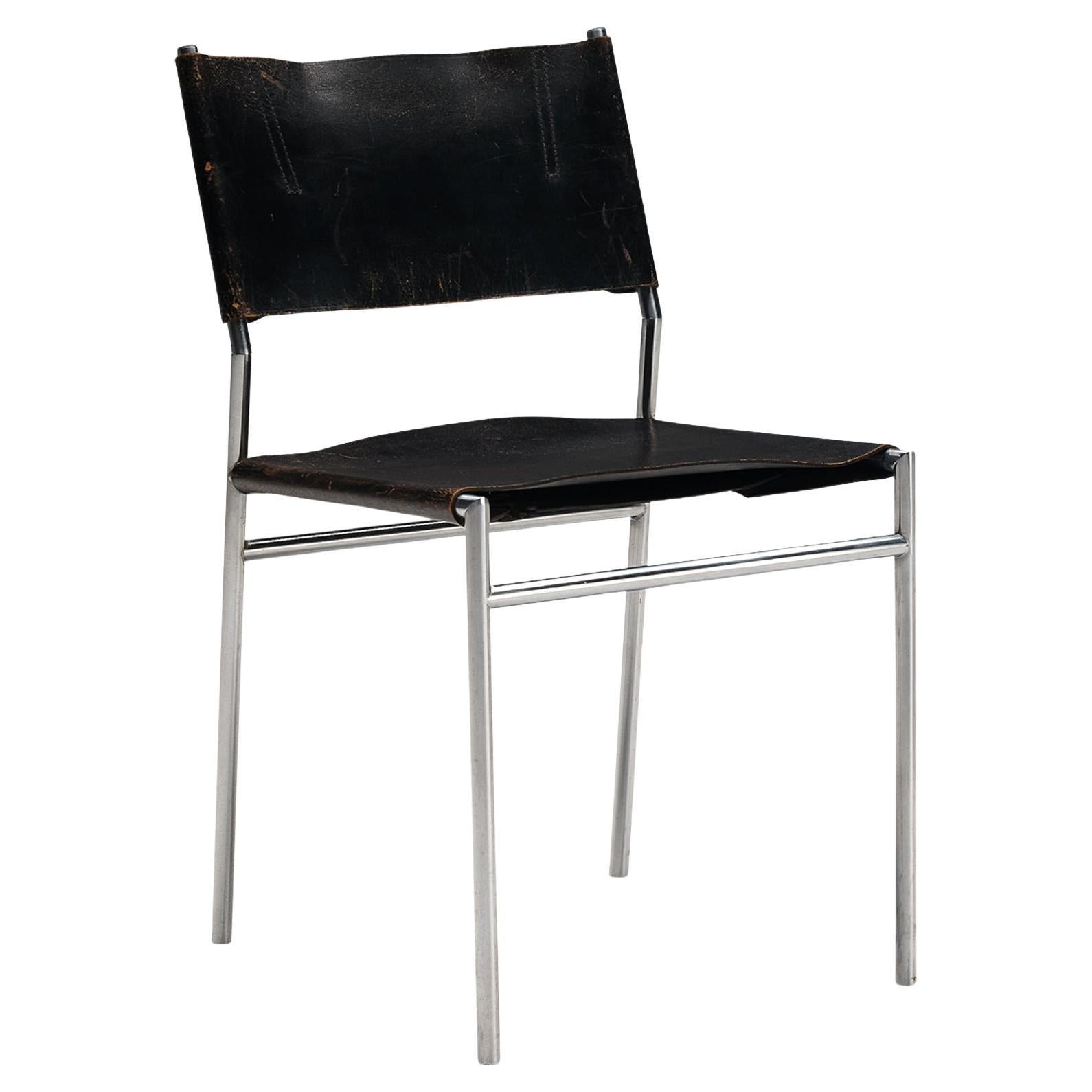 Martin Visser for 'T Spectrum Dining Chair in Black Leather  For Sale