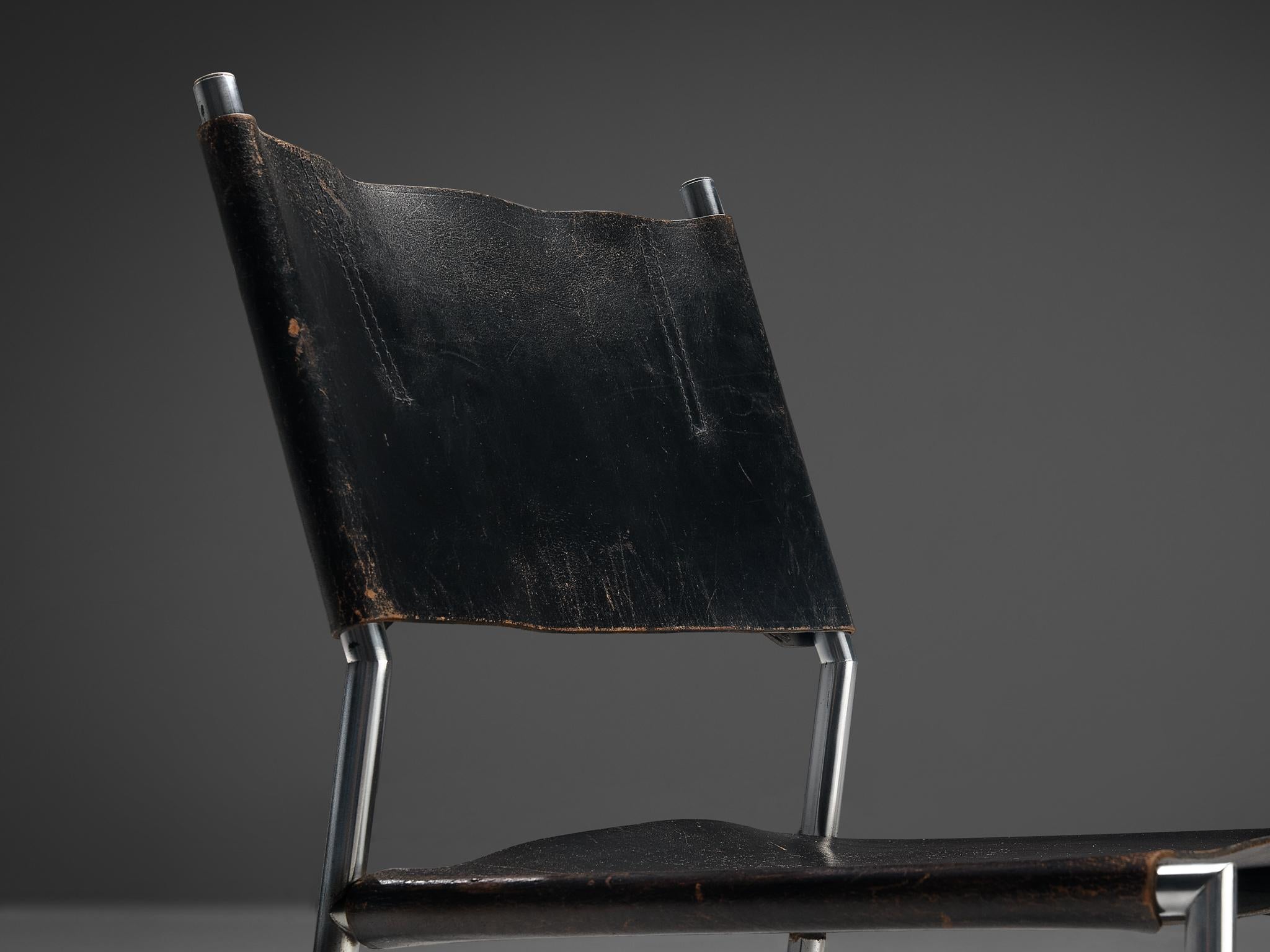 Mid-20th Century Martin Visser for 'T Spectrum Pair of Dining Chairs in Black Leather