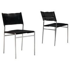 Martin Visser for 'T Spectrum Pair of Dining Chairs in Black Leather