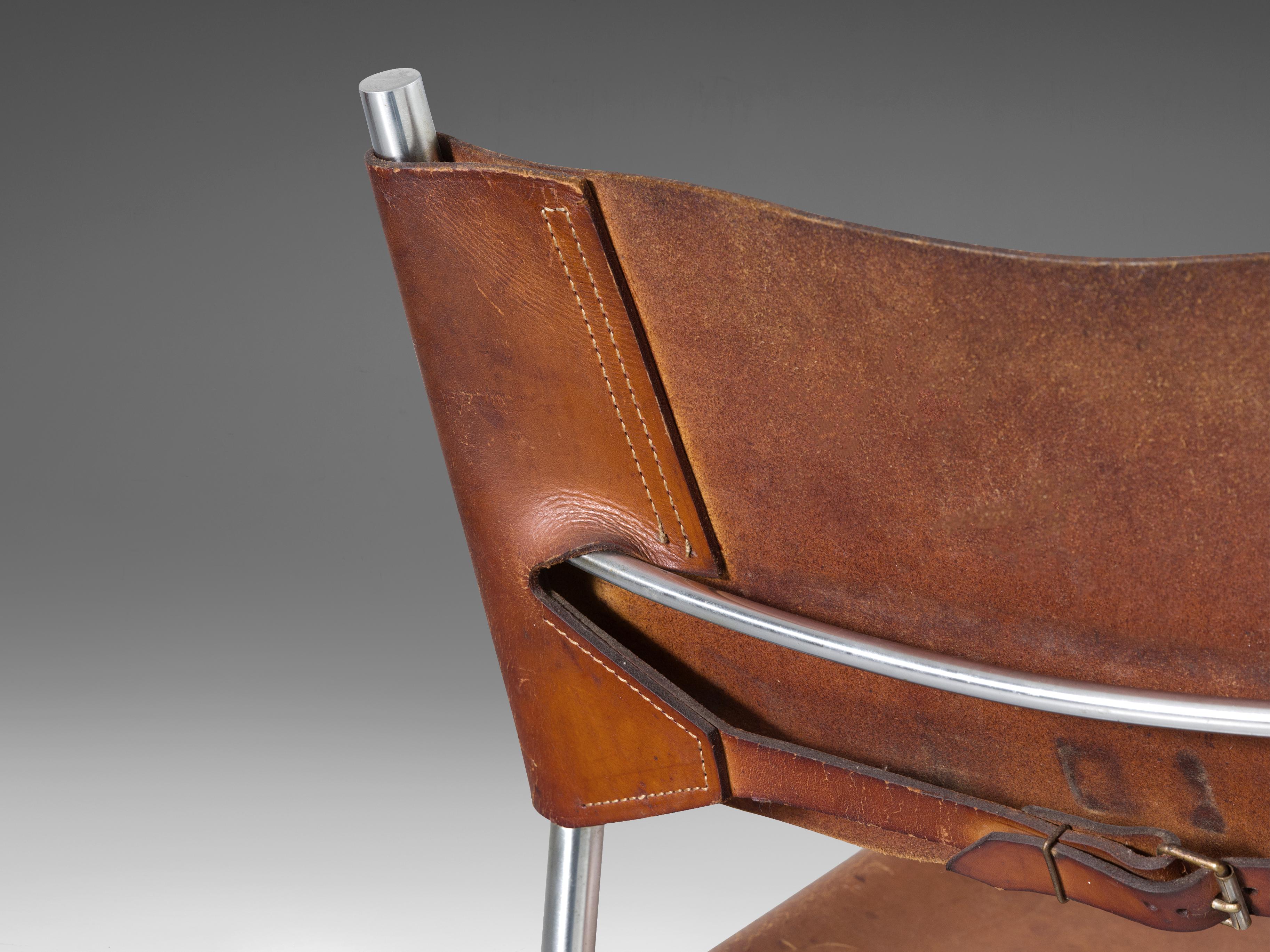 Martin Visser for 't Spectrum Pair of Dining Chairs in Cognac Leather In Good Condition In Waalwijk, NL