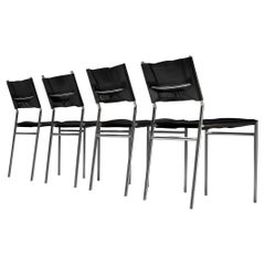 Martin Visser for 'T Spectrum Set of Four Dining Chairs in Black Leather