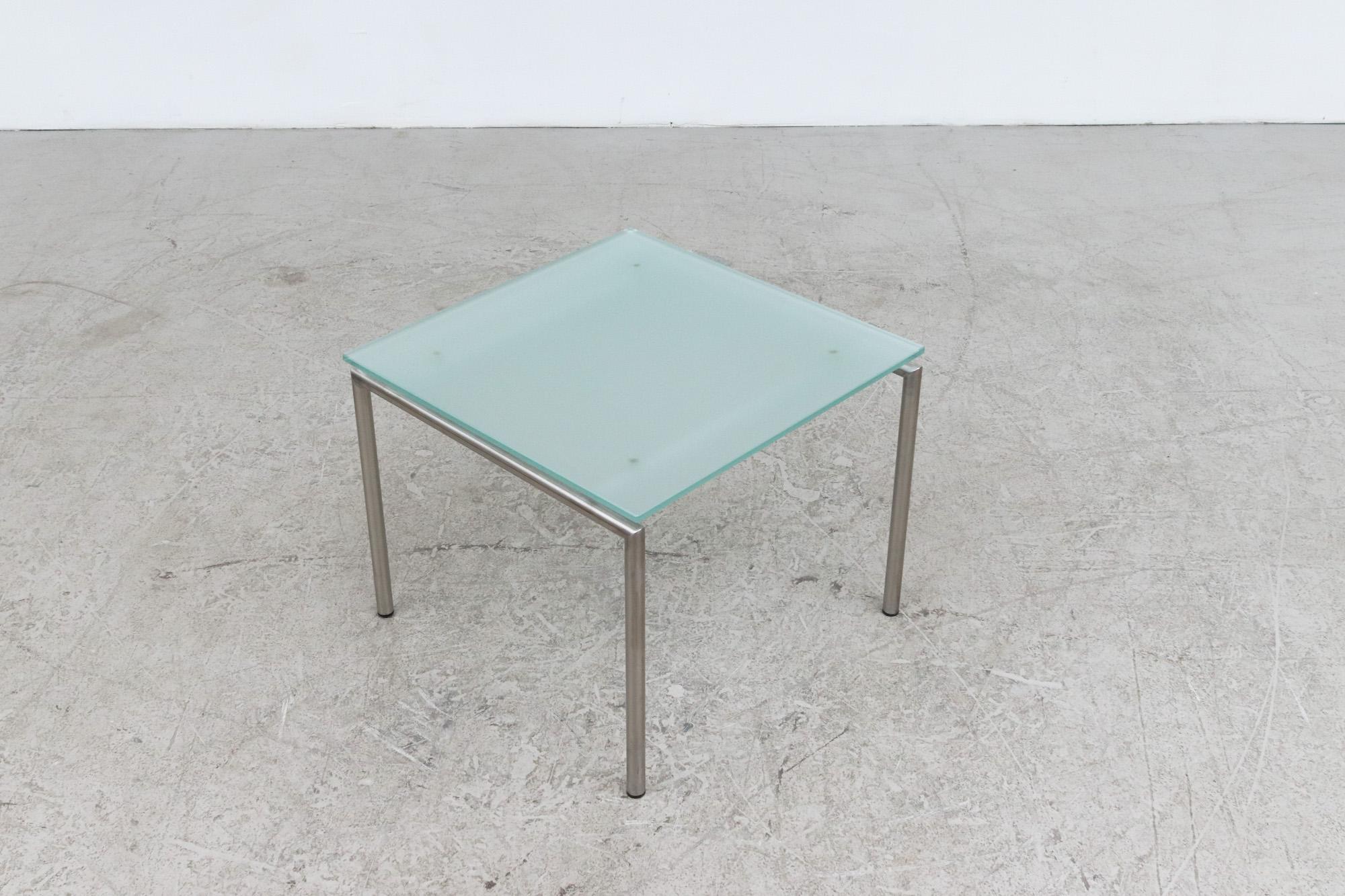 Mid-Century Modern Martin Visser Frosted Glass and Chrome Side Table