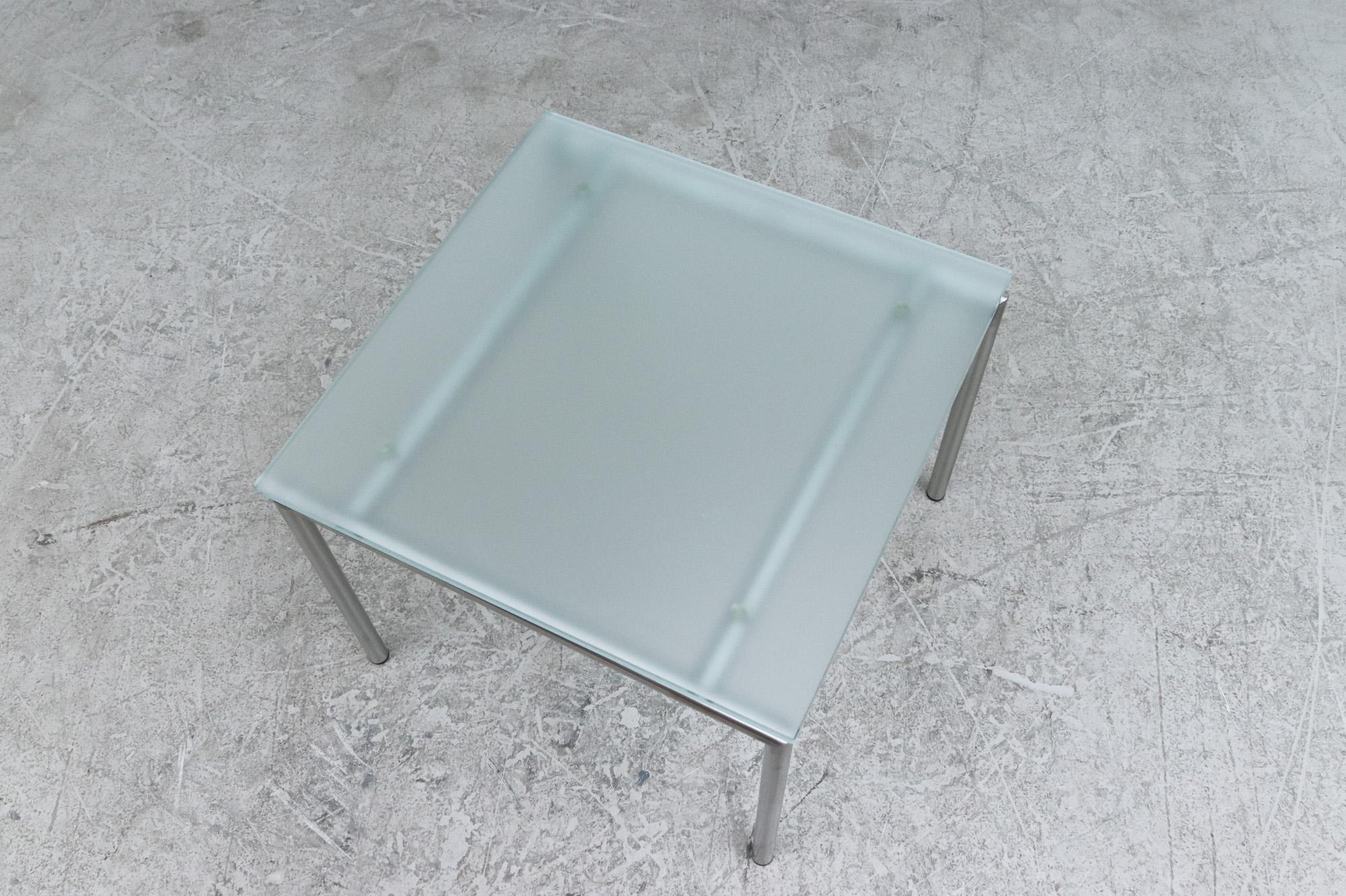 Mid-20th Century Martin Visser Frosted Glass and Chrome Side Table