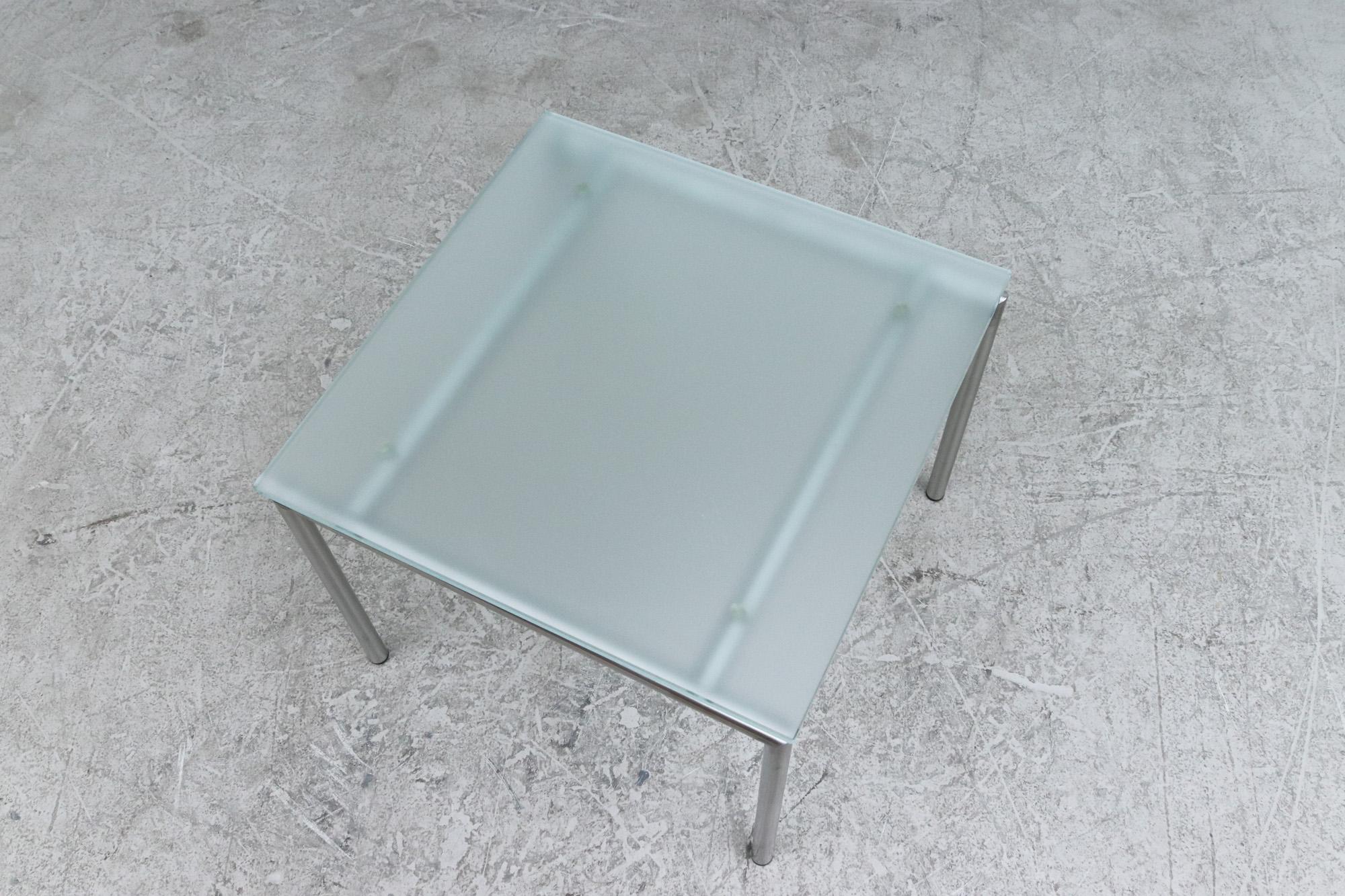 Mid-20th Century Martin Visser Frosted Glass and Chrome Side Table