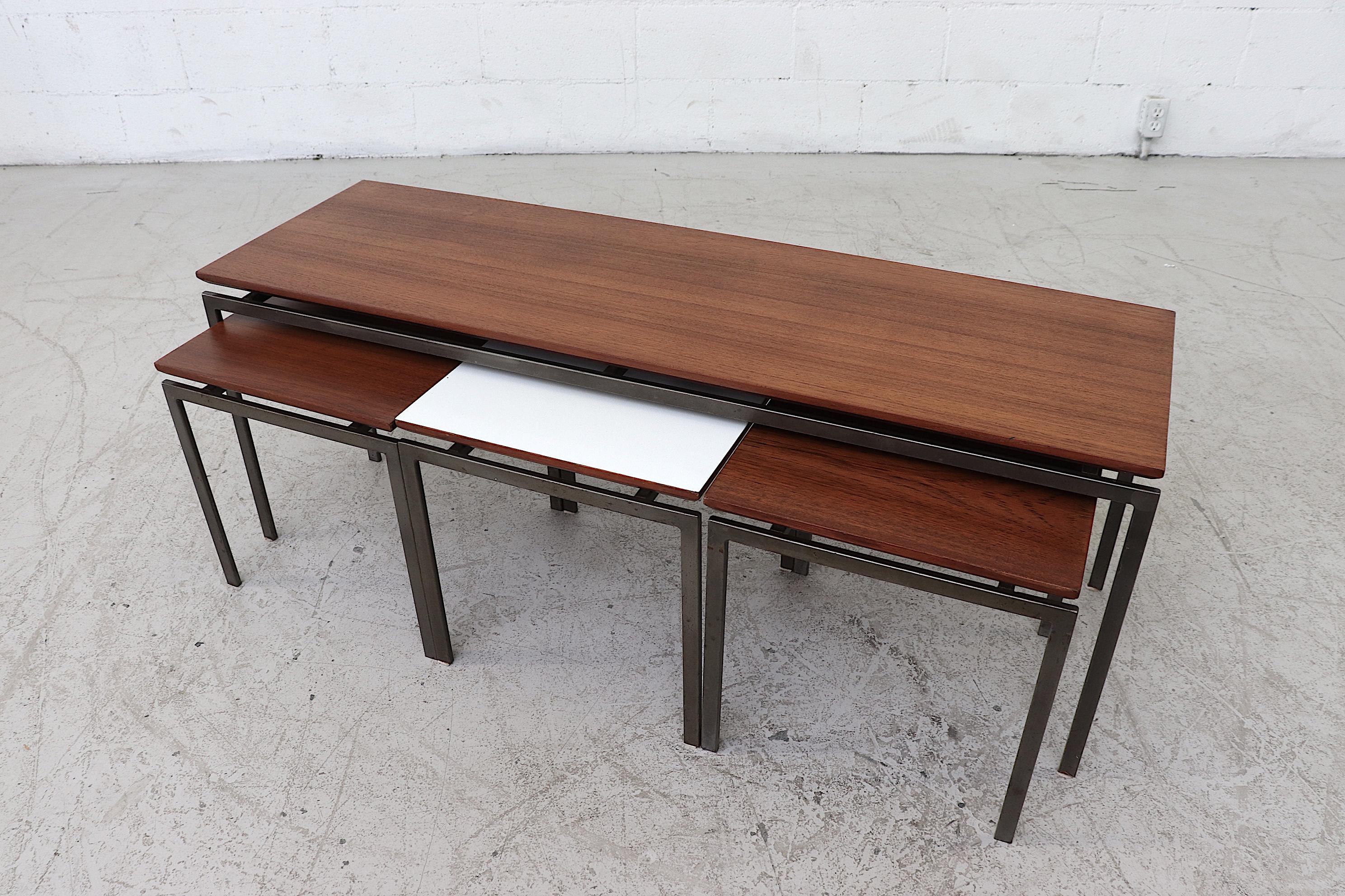 Pastoe Teak and Formica Nesting Table Set In Good Condition In Los Angeles, CA